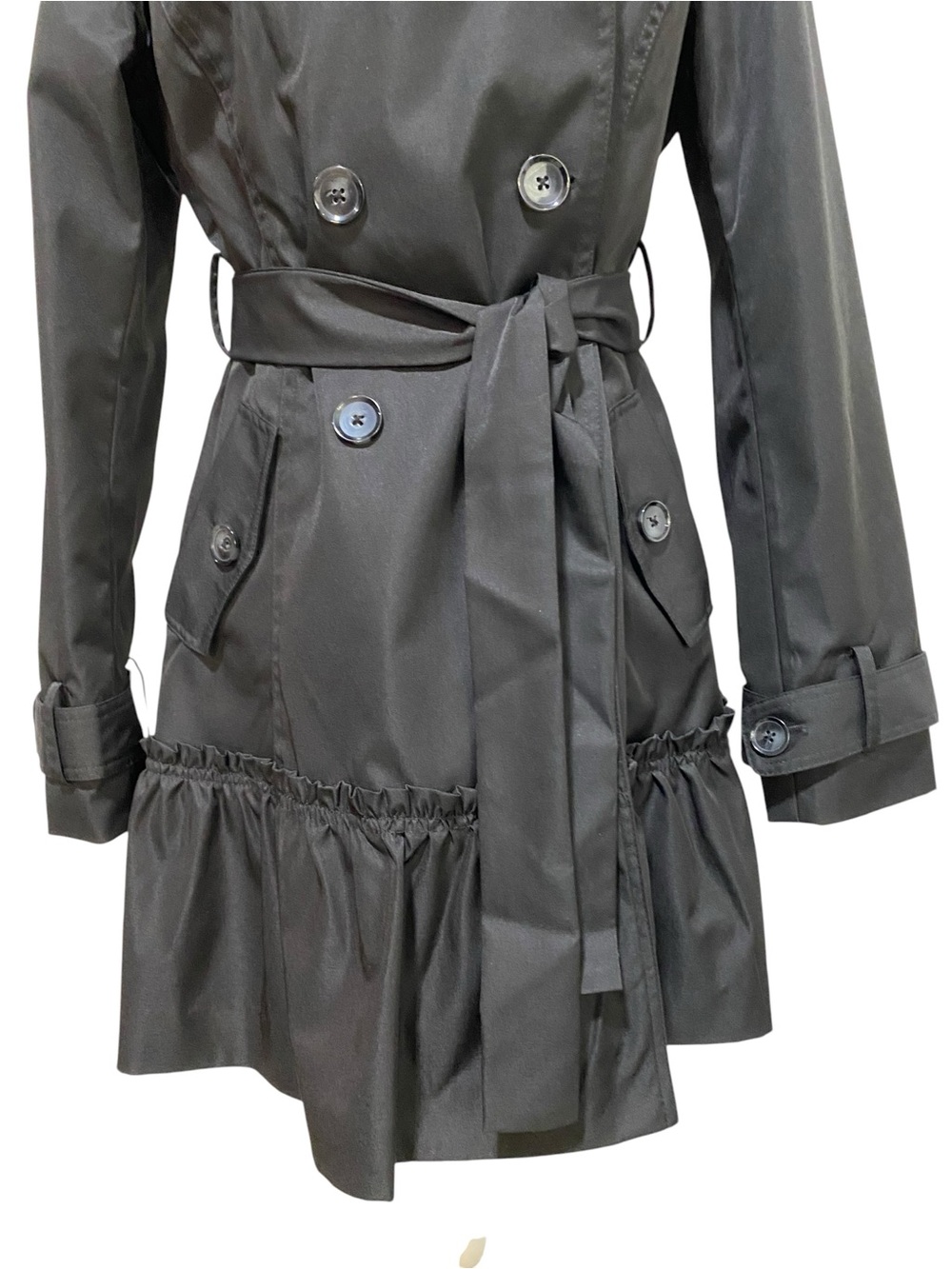 Sandro Black Double-Breasted Trench Coat Size Medium Jacket - Picture 8 of 17